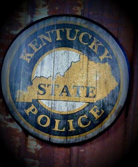 Hand painted Kentucky State Police Logo. Created on a true used bourbon ...