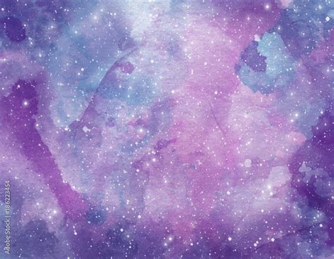 Space watercolor background. Abstract galaxy painting. Cosmic texture ...