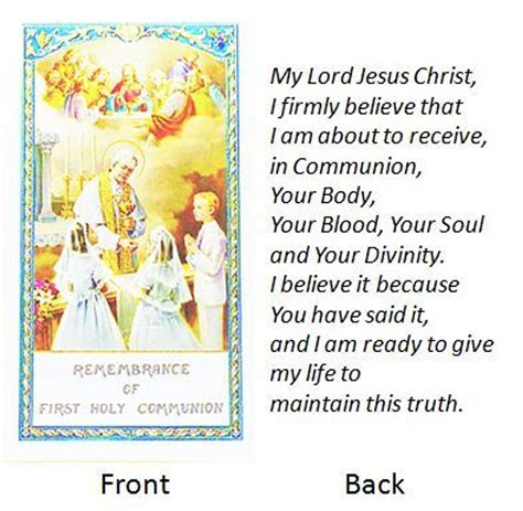 Prayer Before Communion | First Communion Holy Card | Laminated | 2-1/2 ...