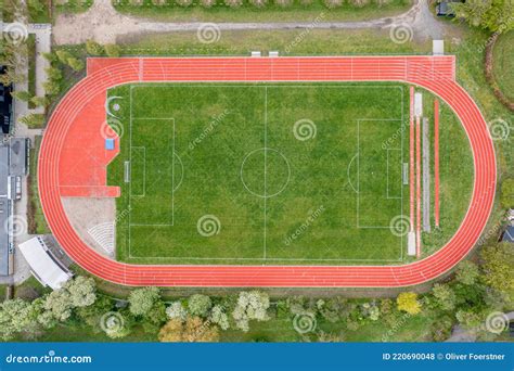 Aerial View of Soccer Field and Running Track Stock Photo - Image of ...