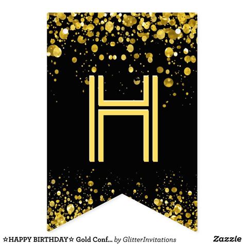 ☆HAPPY BIRTHDAY☆ Gold Confetti Bunting Flags | Zazzle | Happy birthday printable, Birthday ...