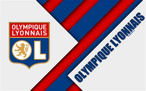 Download wallpapers Olympique Lyonnais, 4k, material design, logo, French football club, red ...