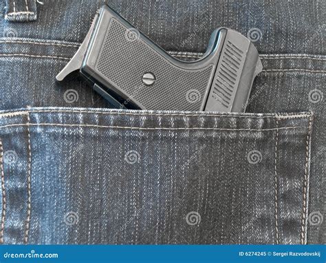 Pocket with gun stock image. Image of security, denim - 6274245