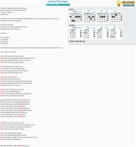 Chord: Look at Those Eyes - tab, song lyric, sheet, guitar, ukulele | chords.vip