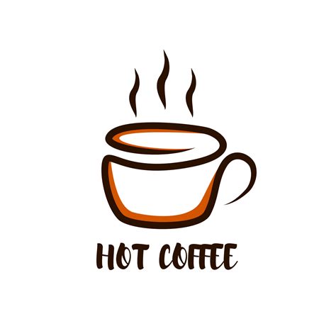 cafe logo template with a cup of coffee in monoline style. 5907509 ...