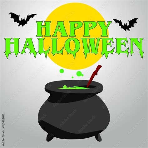 Cartoon Halloween witch's cauldron with green bubbling brew in it Stock ...