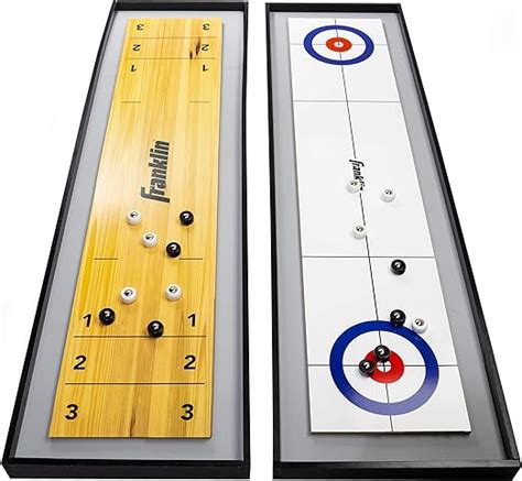 Franklin Sports 2-in-1 Shuffleboard Table and Curling Set - Portable Tabletop Set Includes 8 ...