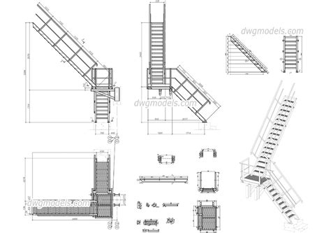 Metal stair DWG, free CAD Blocks download