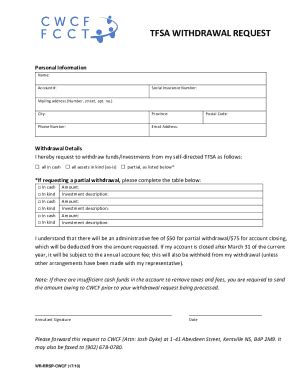 Fillable Online TFSA WITHDRAWAL REQUEST Fax Email Print - pdfFiller