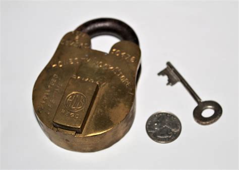 Vintage HLS Brass Padlock with Key