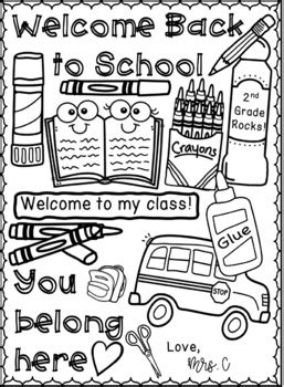 First Day of School/ Welcome Back to School Editable Coloring Sheet