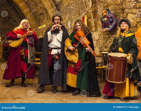 A Medieval Band Playing Wood Instruments Editorial Image ...