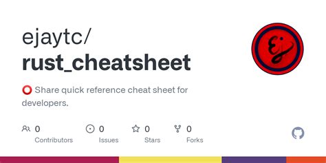 GitHub - ejaytc/rust_cheatsheet: ⭕ Share quick reference cheat sheet for developers.