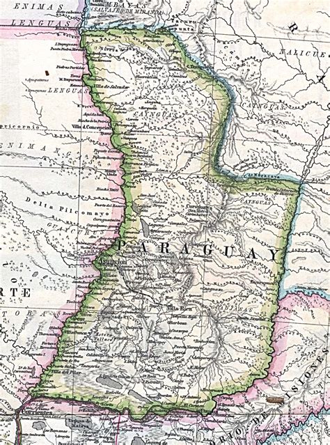 Large detailed old map of Paraguay with relief - 1875 | Paraguay ...