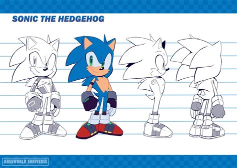 sonic the hedgehog character model sheet for an animation movie, with ...