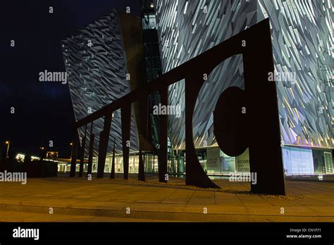 Titanic Signature Building at night Stock Photo - Alamy