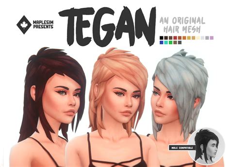 TEGAN HAIR by @maplesimI hit 500 followers while I was learning how to mesh hairs, so THANK YOU ...