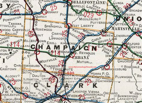 Champaign County, Ohio 1901 Map Urbana, OH