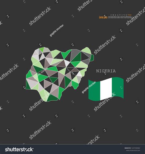 Outline Map Nigeria Nation Flagvector Illustration Stock Vector ...