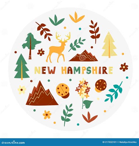 USA Collection. Vector Illustration of New Hampshire Theme. State ...