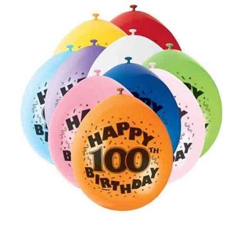 Pack of 10 Happy 100th Birthday Party Balloons Air Fill | Birthday | Love Kates