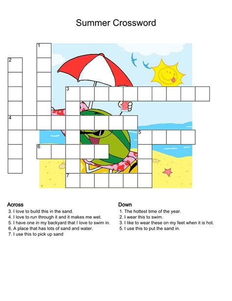 a crossword puzzle with the wordssummerand an image of a sun ...