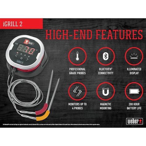 Weber iGrill Digital Probe Bluetooth Compatibility Meat Thermometer ...