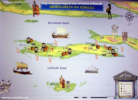 Map of Archaeological Sites of the Island of Korcula - Korculainfo.com