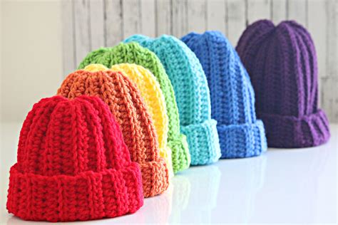 Crochet Ribbed Unisex Hat In All Sizes