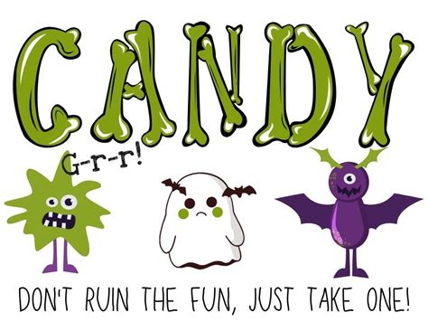 Free Printable Halloween Candy Signs