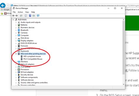 Touchpad driver is missing from device manager so it's not w... - HP Support Community - 7320985