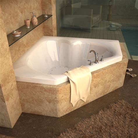 Atlantis Tubs 6060CAR Cascade 60 x 60 x 23 - Inch Corner Air Jetted Bathtub w/ Right Side Pump ...