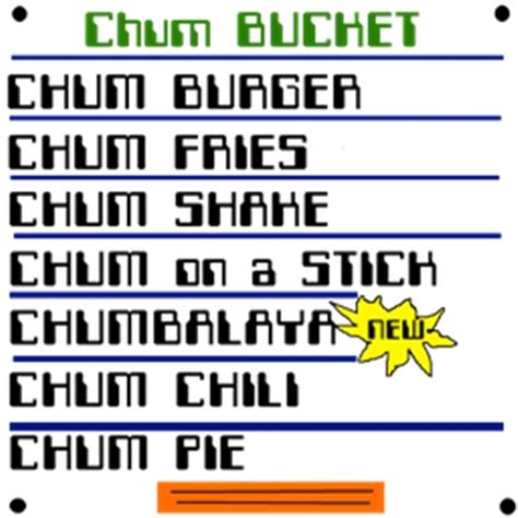 Chum Bucket Menu - Jennerjohn's Chum Bucket