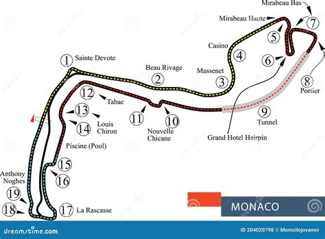 Monaco Circuit, Monaco. Motorsport Race Track Vector Map ...