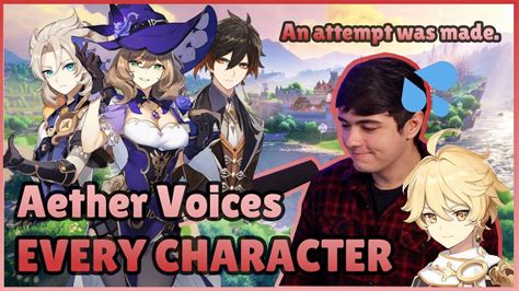 Aether's Voice Actor Tries to Voice Every Genshin Impact Character | Genshin Impact - YouTube ...