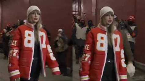 WATCH: Taylor Swift pulls up to the chilly Arrowhead stadium rocking ...