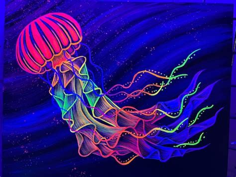 Original Black Light Jellyfish Painting | Etsy