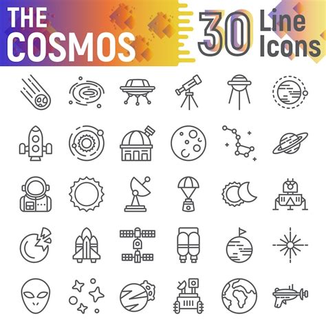 Premium Vector | Cosmos line icon set, space symbols collection