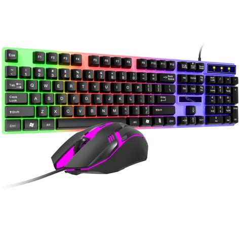 Wired Keyboard and Mouse Combo, Backlit Glowing Keyboard Silent Gaming ...