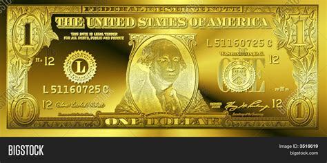 Golden One Dollar Bill Image & Photo (Free Trial) | Bigstock