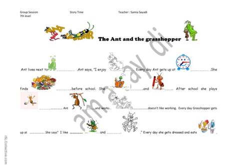 The Ant And The Grasshopper Worksheet