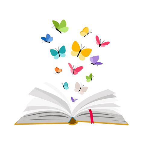 Premium Vector | Open book with butterflies. Vector butterfly set flying over textbook pages ...