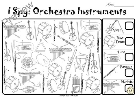 Instruments of the Orchestra | I Spy Music Activities | Print and ...