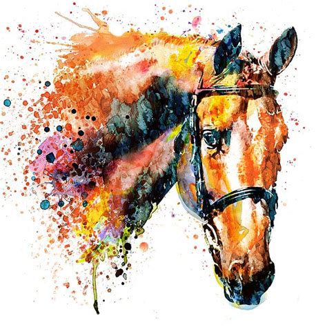 Colorful Horse Head by Marian Voicu in 2021 | Watercolor horse, Horse painting, Horse art print