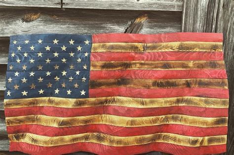 American Wooden Flag Wall Decor Wavy Edition - Etsy