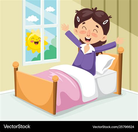 Kid waking up Royalty Free Vector Image - VectorStock