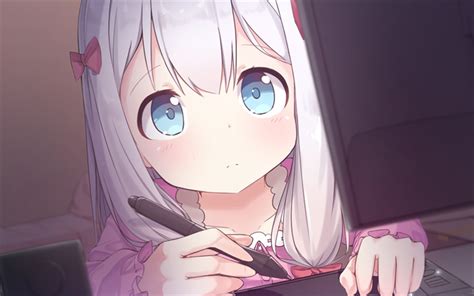 Download wallpapers Izumi Sagiri, art, manga, blue eyes, EroManga-Sensei Android Wallpaper Anime ...