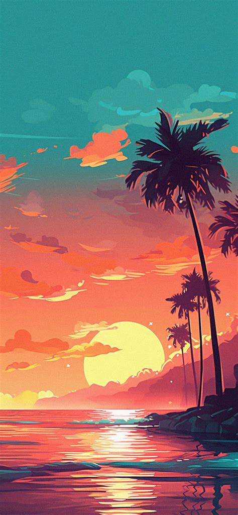 Red Sunset & Palm Trees Summer Wallpapers - Sunset Wallpapers