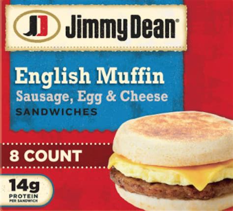 Jimmy Dean Sausage Egg & Cheese English Muffin Sandwich, 36.8 Oz, 8 Count frozen - Etsy