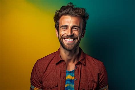 Premium AI Image | Enthusiastic Man Trending Model's Emotional Portrait Dynamic Poses Smiling ...